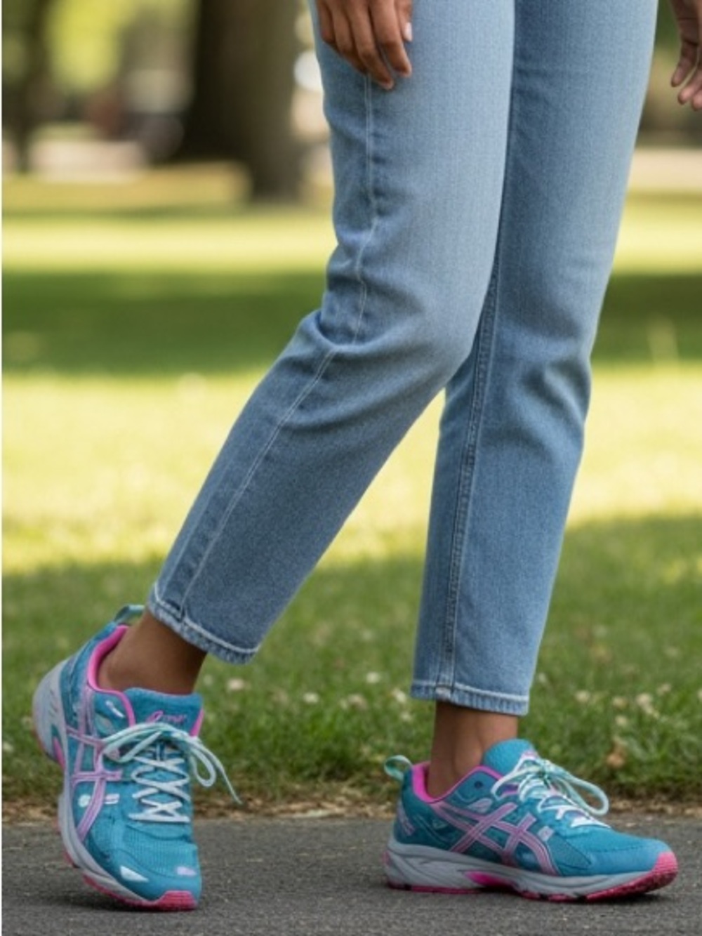 ASICS Teal and Pink Women's Athletic Running Shoes